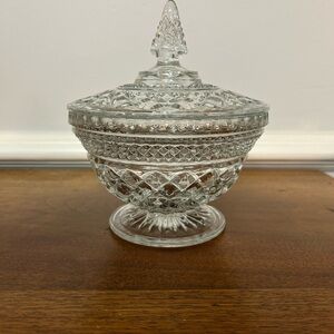 Vintage 1960s Anchor Hocking Wexford Crystal Candy Dish Complete with lid